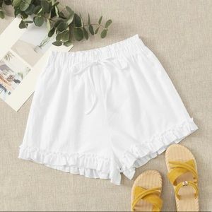 SHEIN Paperbag Waist Ruffle Hem Shorts